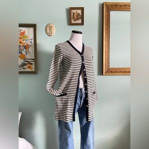 Vintage Lauren Ralph Lauren striped ribbed cotton longline cardigan
